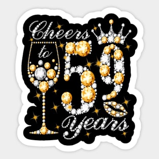 Cheers To 59 Years Old Happy 59th Birthday Queen Drink Wine Sticker